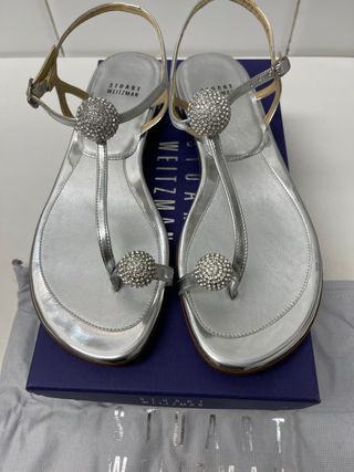 Sandalias Stuart Weitzman Plata con Brillantes