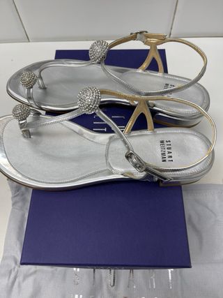 Sandalias Stuart Weitzman Plata con Brillantes