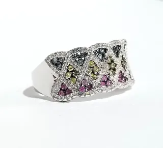 Anillo zafiros y plata