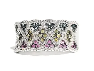 Anillo zafiros y plata