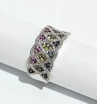 Anillo zafiros y plata