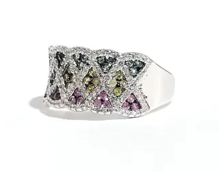 Anillo zafiros y plata