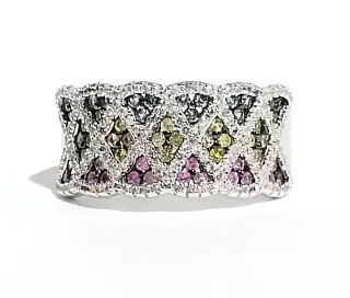 Anillo zafiros y plata