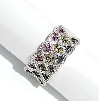 Anillo zafiros y plata