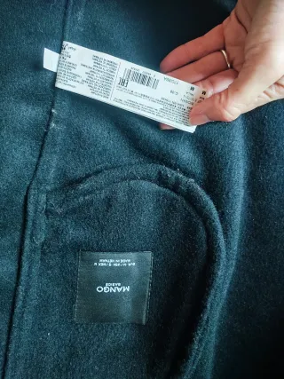 Abrigo largo paño mujer beige y negro