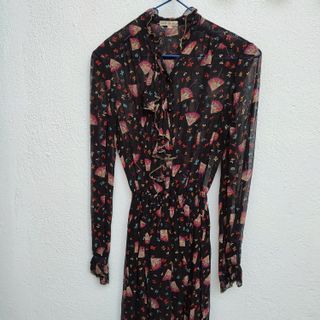 Vestido vintage negro estampado