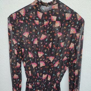 Vestido vintage negro estampado