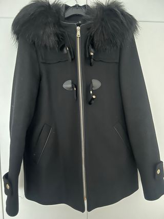 Chaquetón Lana Zara Negro con Capucha