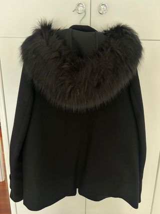 Chaquetón Lana Zara Negro con Capucha