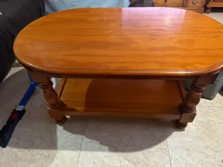 Mueble de salón madera con vitrina