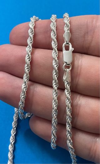 Cadena Cordon Maciza 60cm y Cruz Plata De Ley 925