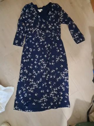 Vestido Midi Monsoon Azul y Blanco