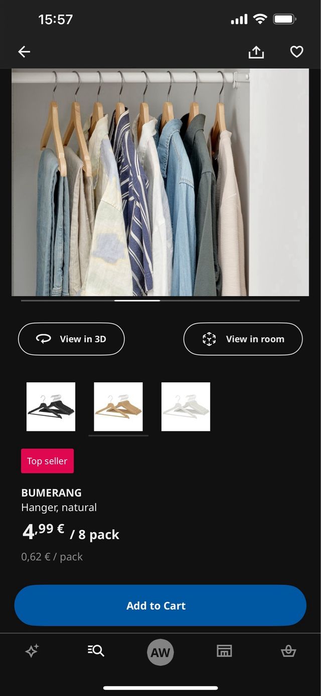 Perchas IKEA Bumerang madera natural (8 uds)