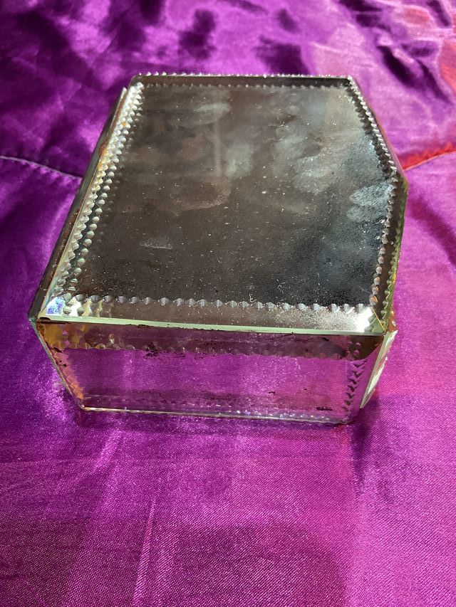 Caja joyero cristal espejo antigua