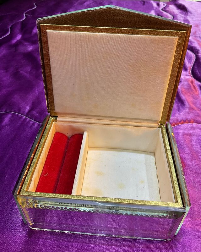 Caja joyero cristal espejo antigua