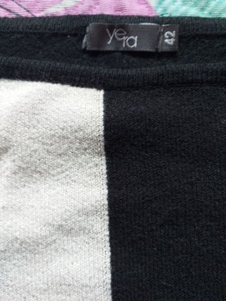 Jersey fino Yera cuadros blanco y negro