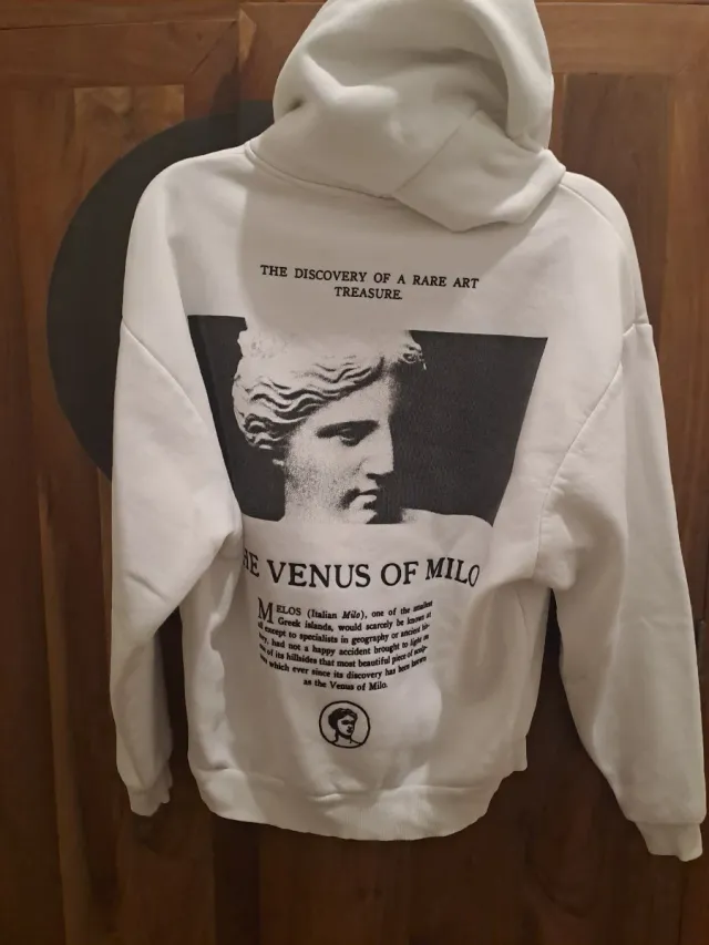 Sudadera Pull&Bear Blanca Capucha Talla XS