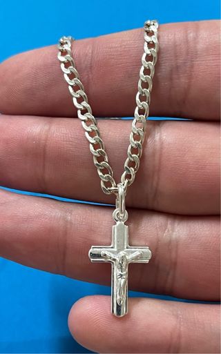 Sagrada Pulsera Barbada Cristo Biselado Plata 925