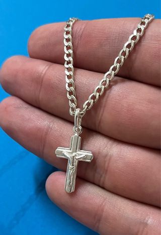 Sagrada Pulsera Barbada Cristo Biselado Plata 925