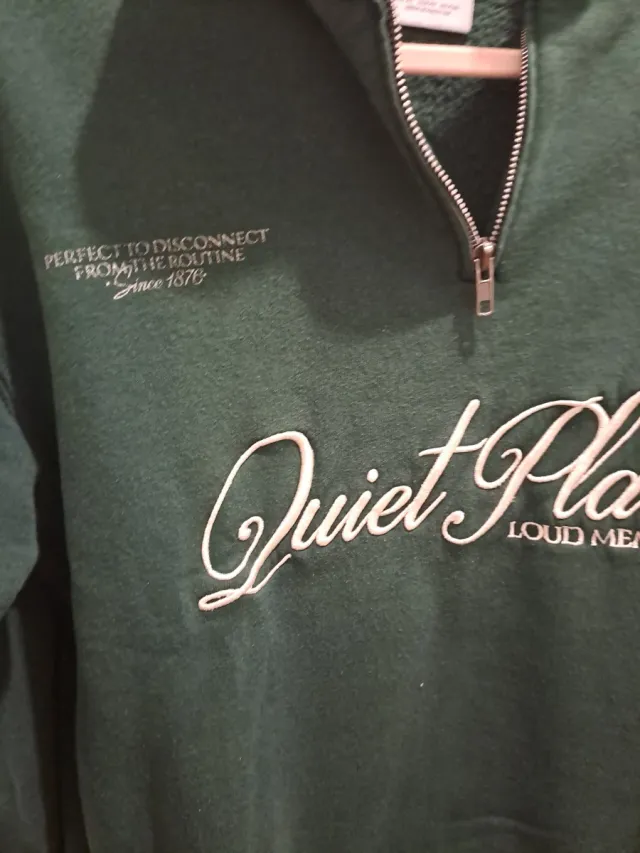 Sudadera verde Bershka media cremallera