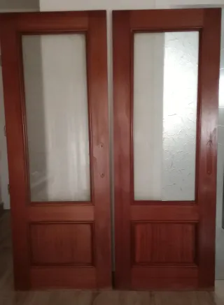 2 Puertas Madera Cristal Biselado
