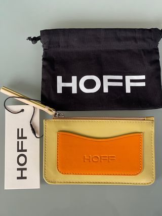 Tarjetero HOFF piel naranja y amarillo