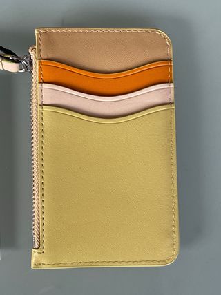 Tarjetero HOFF piel naranja y amarillo