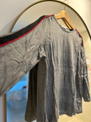 Camisa cuadros vichy con raya roja