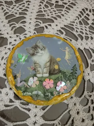 Magnetina artigianale gatto e fate