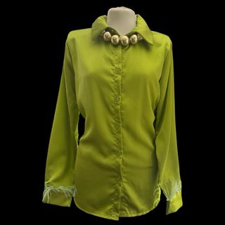 Camicia donna verde con dettagli oro