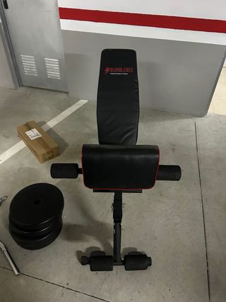 Barra Z, pesas y banco