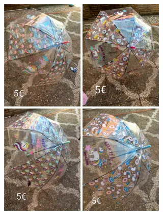 Paraguas transparente con unicornios