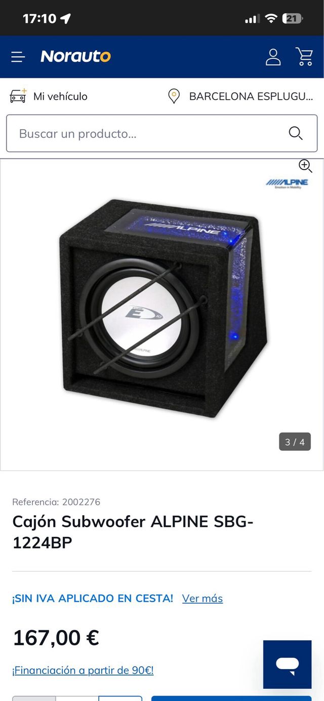 Subwoofer Alpine SBG-1044BR Negro