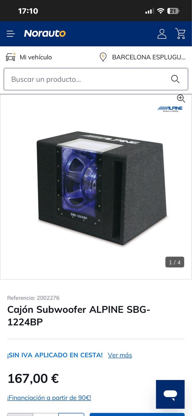 Subwoofer Alpine SBG-1044BR Negro