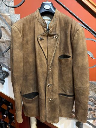 Giacca vera pelle scamosciata country vintage