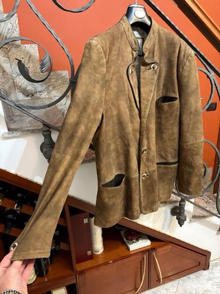 Giacca vera pelle scamosciata country vintage