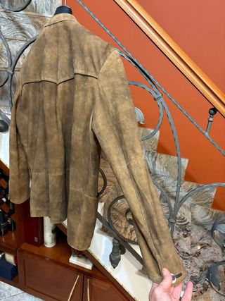 Giacca vera pelle scamosciata country vintage