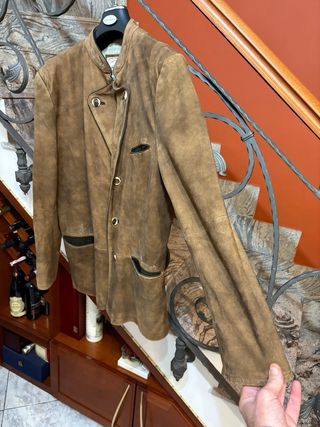 Giacca vera pelle scamosciata country vintage