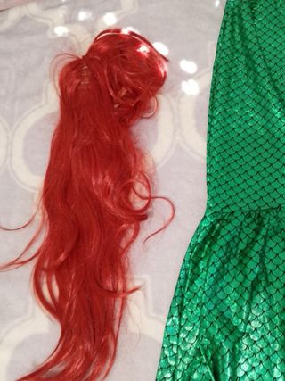 Disfraz Cola de Sirena Verde y Peluca Roja