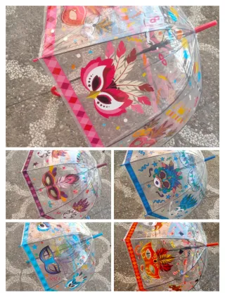 Paraguas transparente con diseño de carnaval