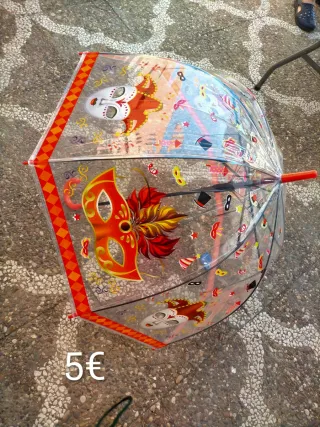 Paraguas transparente con diseño de carnaval
