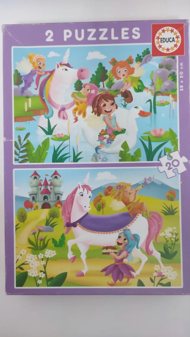 2 Puzzles Educa Unicornios y Hadas