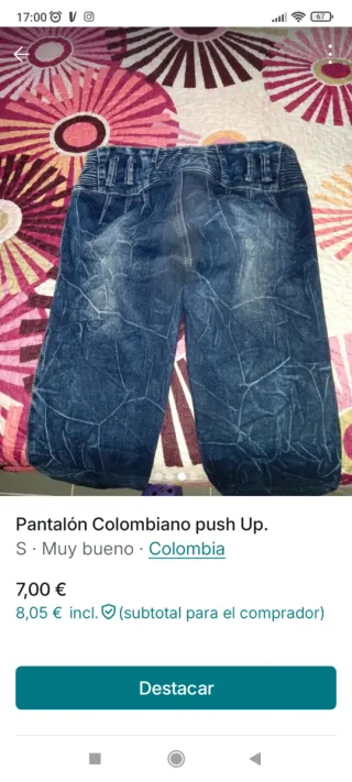 Pantalón Colombiano Push Up Talla S