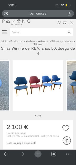 Pareja Butacas Winnie Ikea Terciopelo Azul