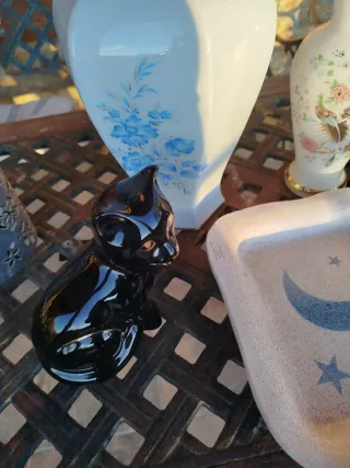 Figuras decorativas cenicero gato cisne  y jarron