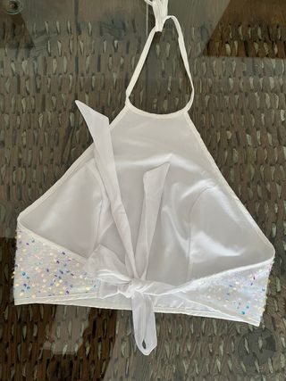 crop Top lentejuelas blanco fiesta
