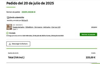 Espejo Mirlux con luz integrada Sin Estrenar