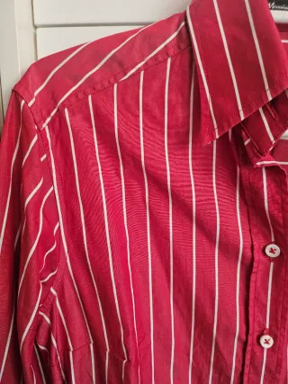 Camisa Massimo Dutti Rayas Rojas y Blancas