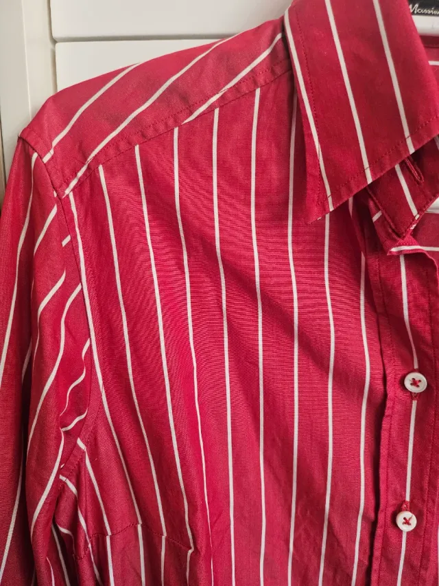 Camisa Massimo Dutti Rayas Rojas y Blancas