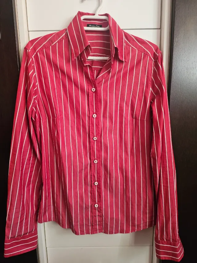 Camisa Massimo Dutti Rayas Rojas y Blancas